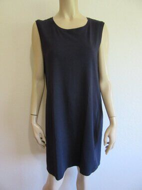 EILEEN FISHER Navy Pullover M Sleeveless Cotton Blend Dress